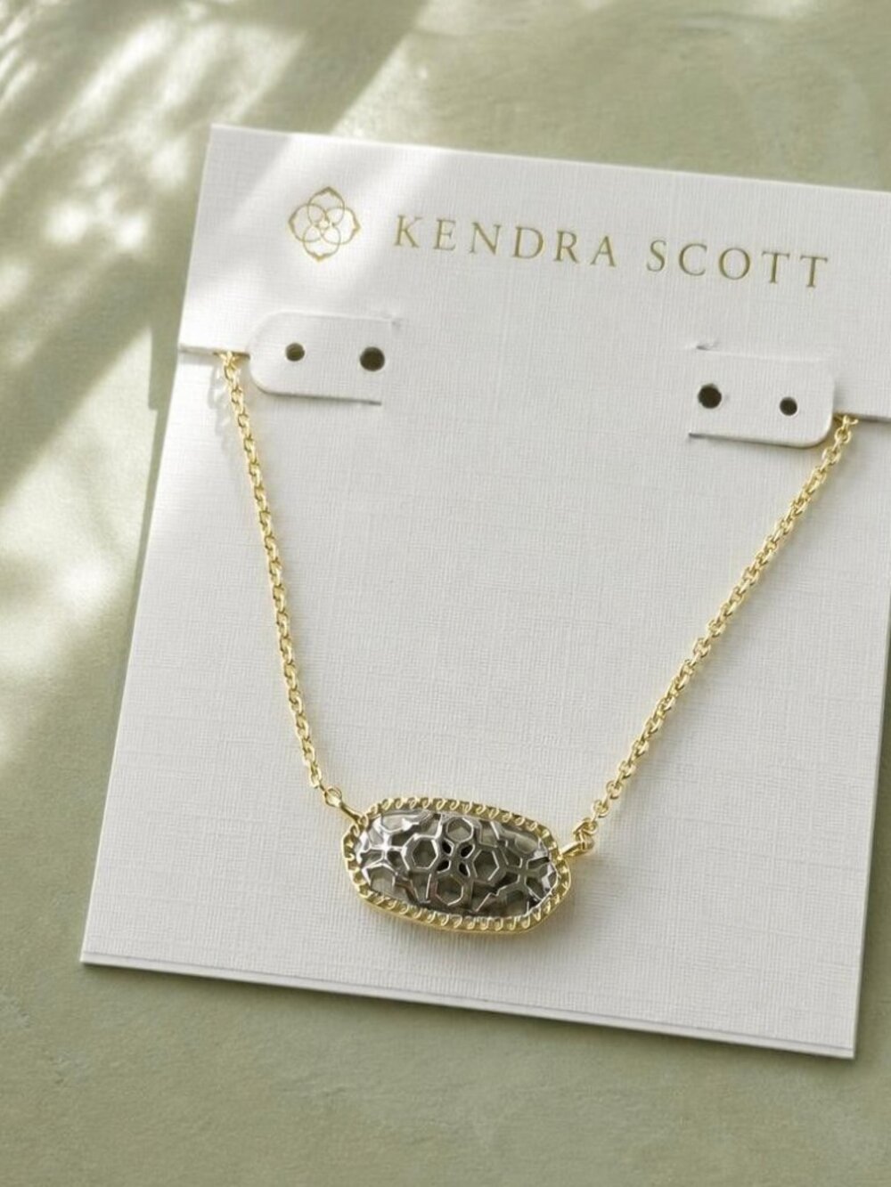 Kendra Scott Elisa Gold Silver Filigree Pendant Necklace